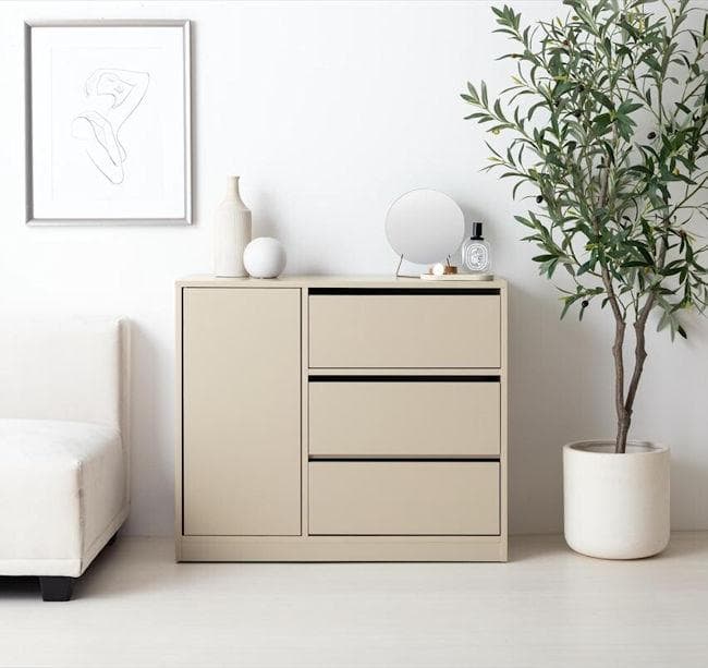 送料無料 北欧風キャビネット幅80 隠しキャスター付 チェスト 新品（652）