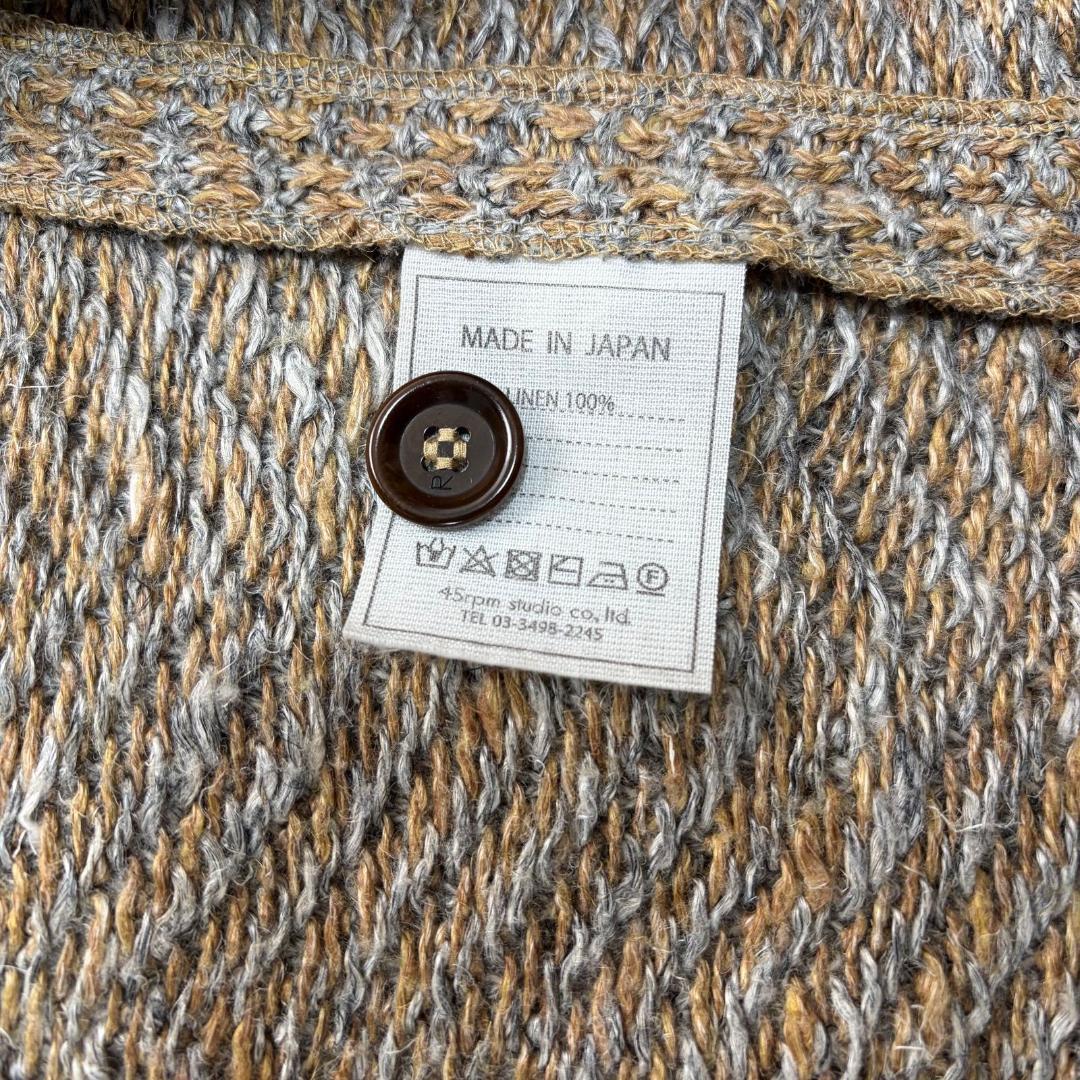 16998✨45R リネンざっくりニットのジャケット ヘリンボーン ツイード