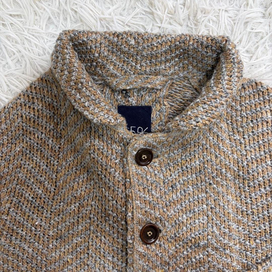 16998✨45R リネンざっくりニットのジャケット ヘリンボーン ツイード