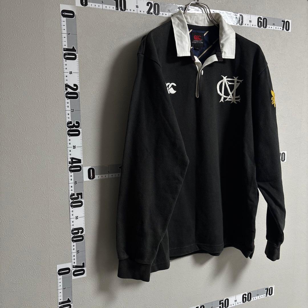 L 黒 CANTERBURYカンタベリー ラガーシャツ ポロシャツ ユニフォーム