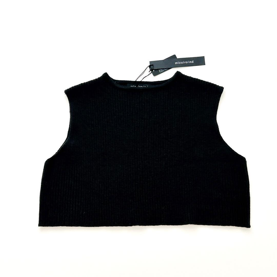 新品タグ付き mizuiro ind　short vest 黒 ショートベスト