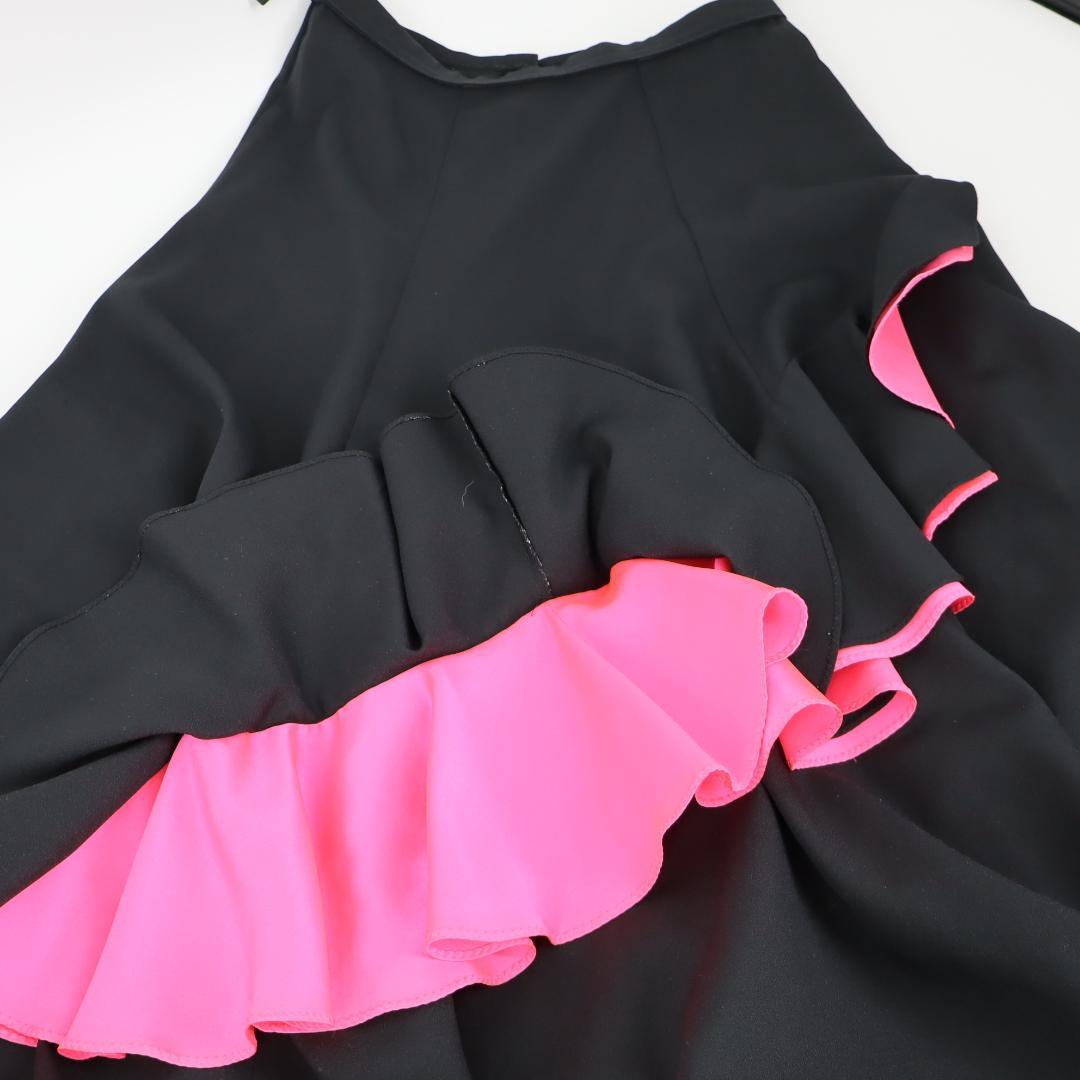 【美品 フラメンコ衣装】ブラック×鮮やかピンクフリル ファルダ スカート