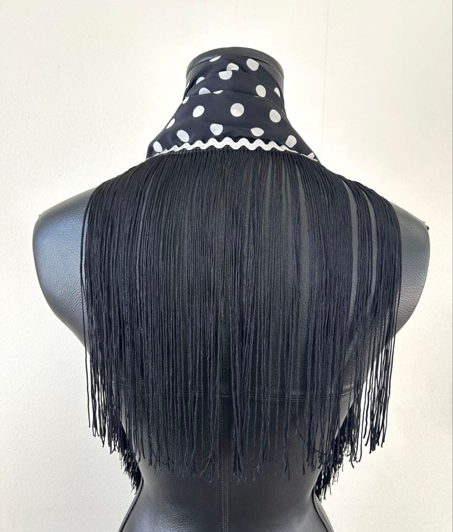 シージョ　黒×オフ白ドット　黒フレコ　オフ白山道テープ　フラメンコ　衣装