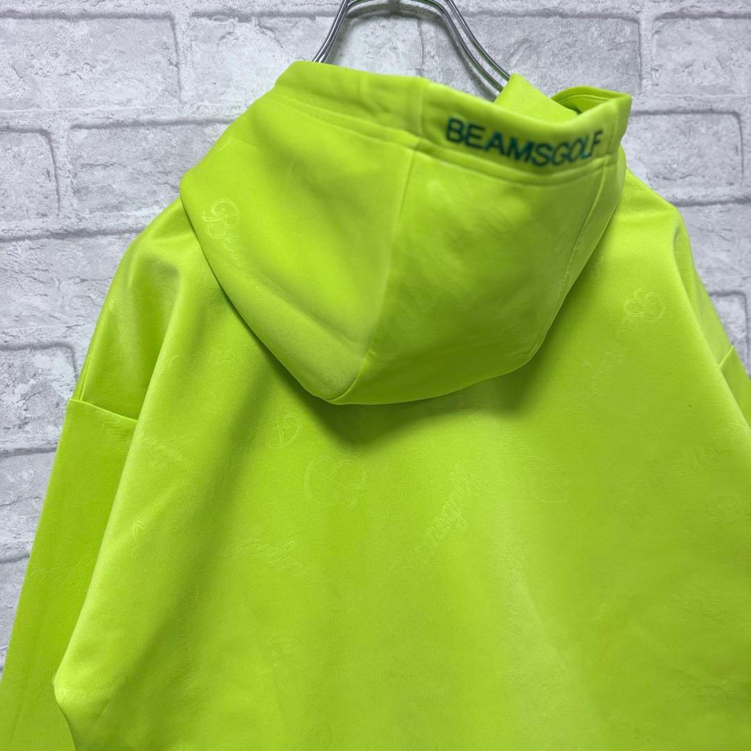 【美品】BEAMS GOLF エンボスロゴ スウェット パーカー M ライム
