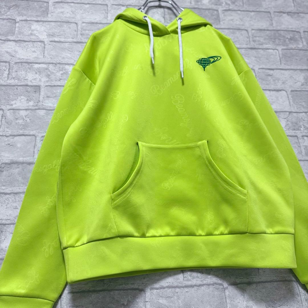 【美品】BEAMS GOLF エンボスロゴ スウェット パーカー M ライム