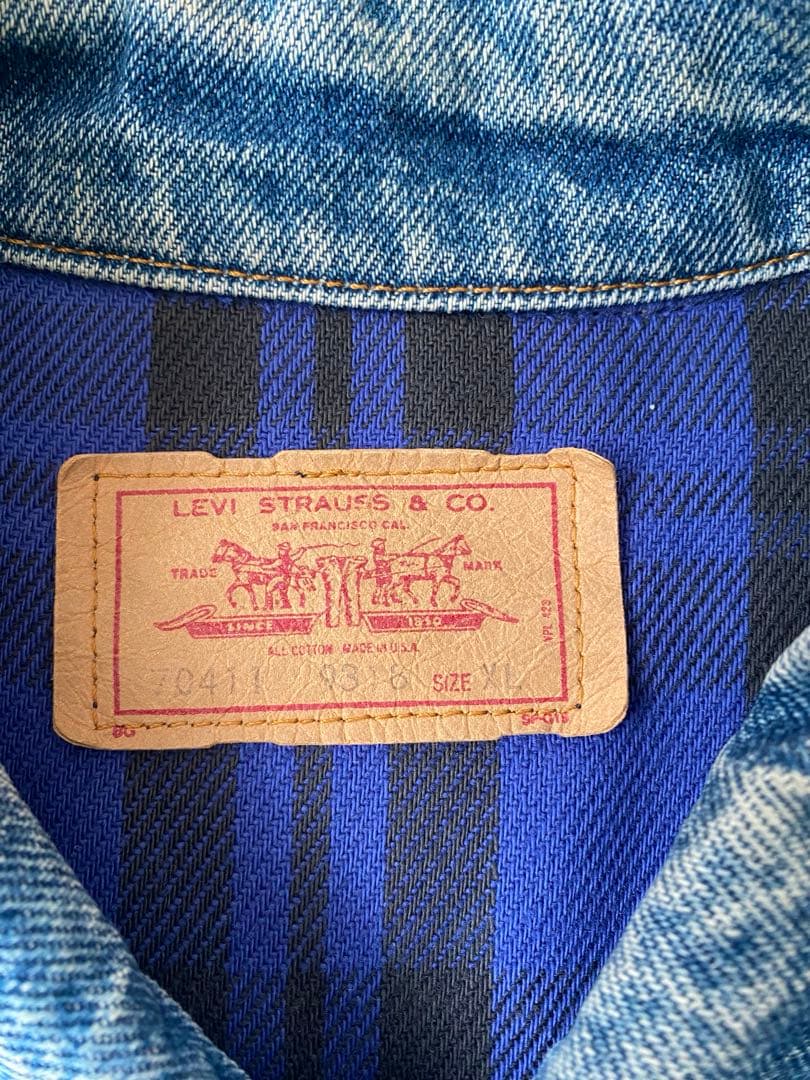 80s Levi's 70411 XLサイズ 青ネル