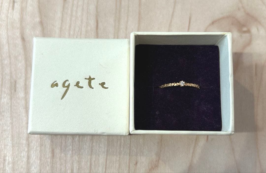 agate アガット　 ダイヤモンドラブハートリング（K10 ) 7号