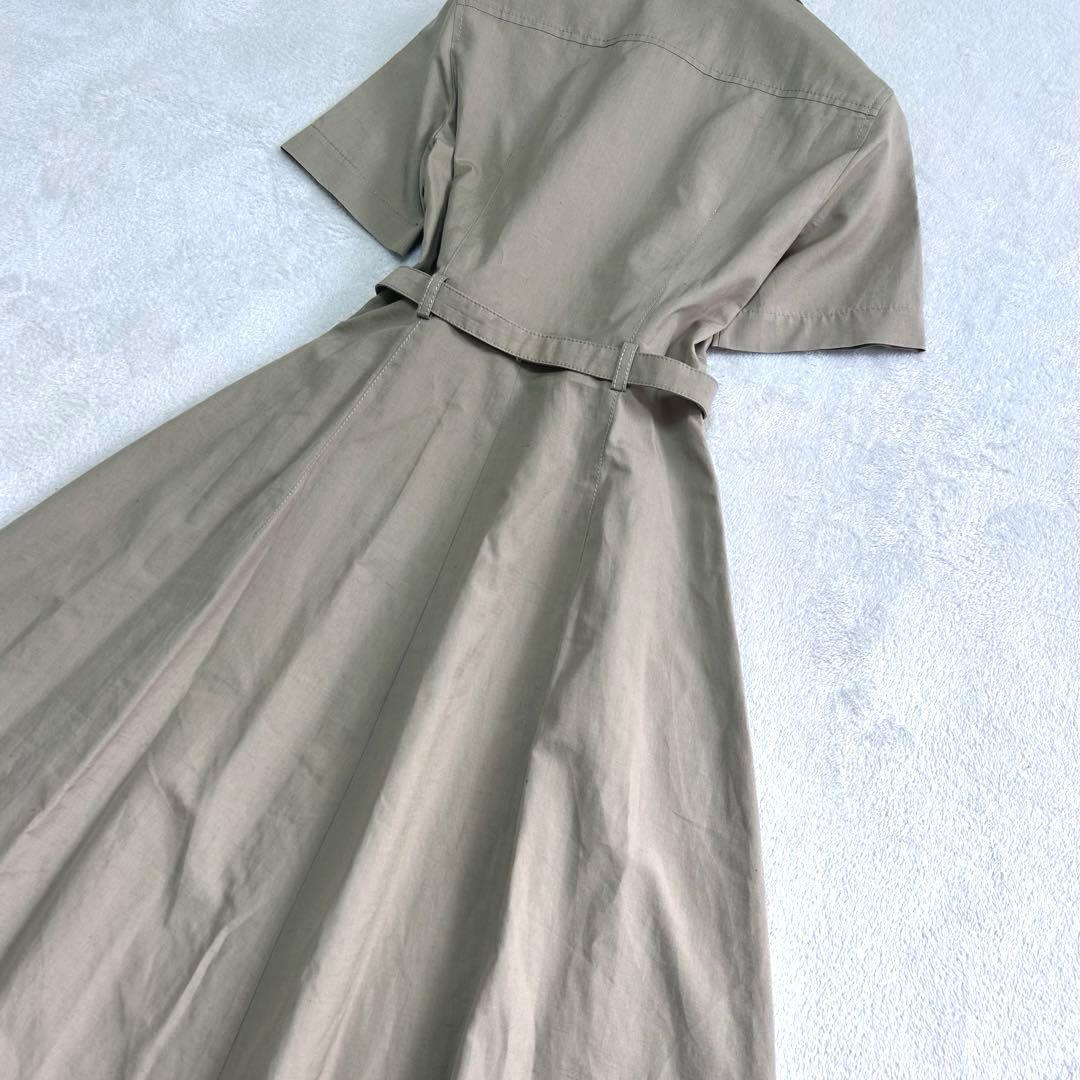美品✨マックスマーラ　リネン　コットン ベルト　ロング丈　シャツワンピース
