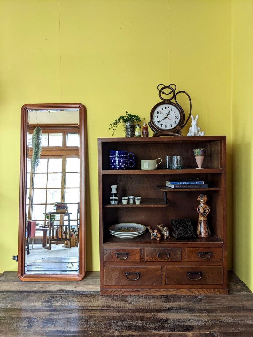 【受取者様が決まりました】木製スタンドミラー ミエミラー 面取り加工　姿見