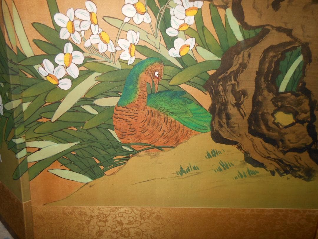 しじみん　屏風　中国絵画？　幅140㎝　高さ89㎝　(348)