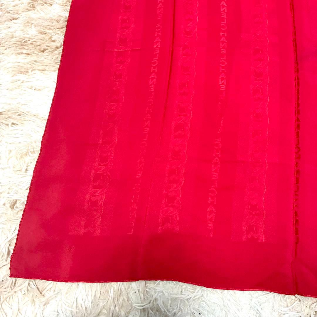 シャネル　シルク　スカーフ　ロゴ　89cm 赤