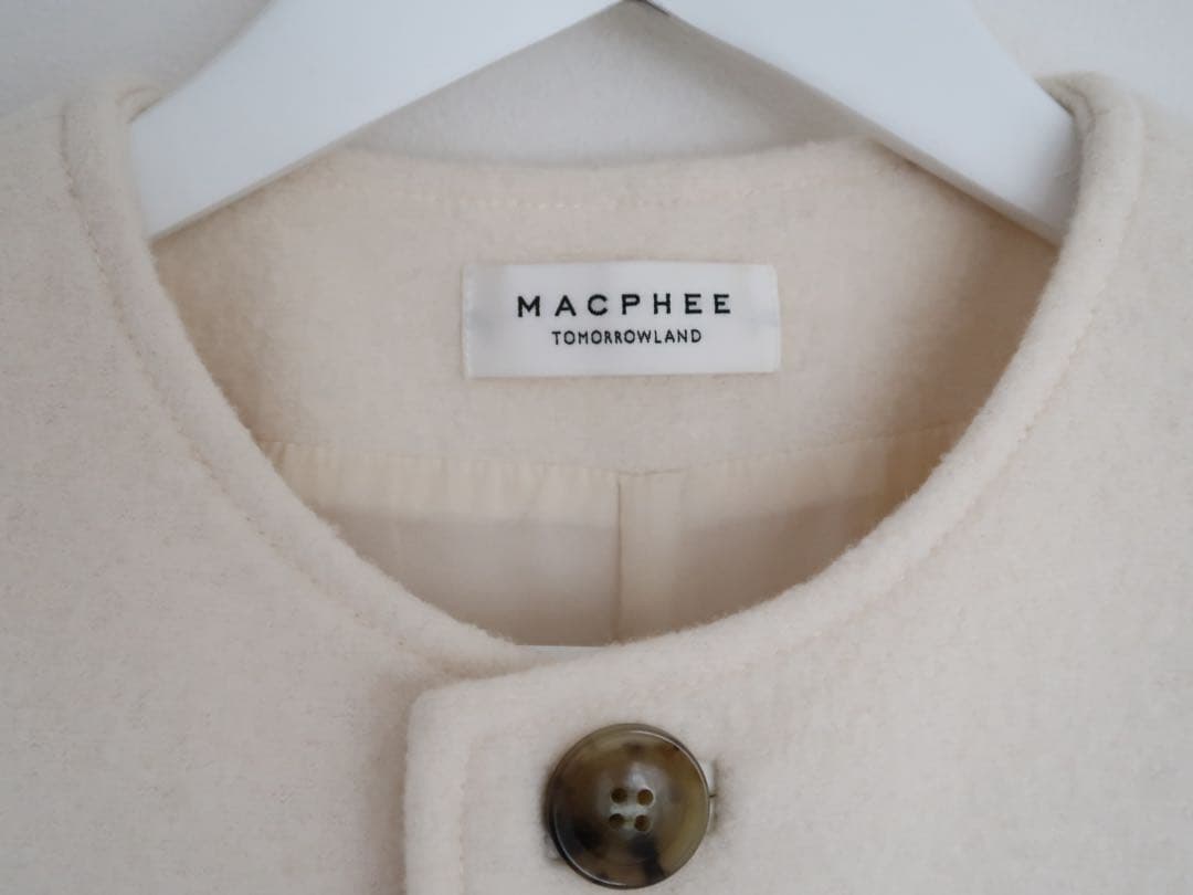 MACPHEE フェイクレザーコンビ クルーネックジレ ホワイト