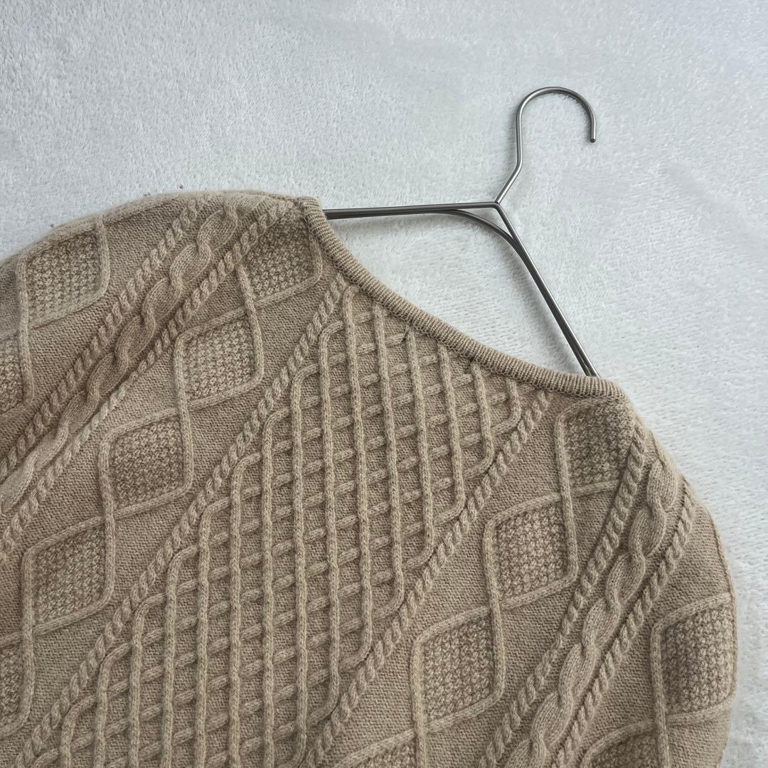 ●未使用品　高島屋　ケーブル編み　カシミヤブレンド　ポンチョ　キャメル　ニット