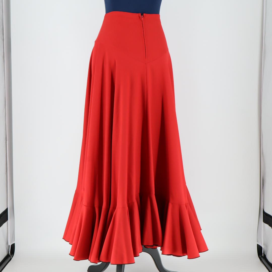 【美品 日本製フラメンコ衣装】鮮やかレッド Chacott チャコット ファルダ