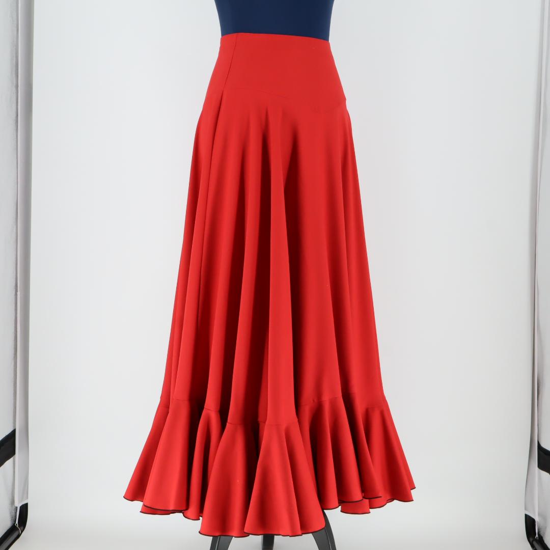 【美品 日本製フラメンコ衣装】鮮やかレッド Chacott チャコット ファルダ