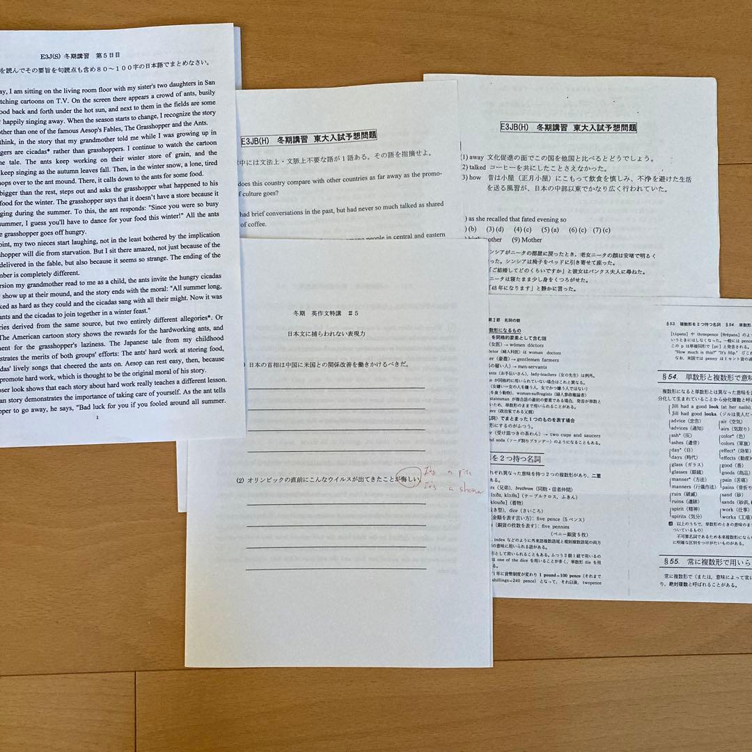 Z会東大進学教室　高３選抜東大英語、直前講習テキスト、解答他