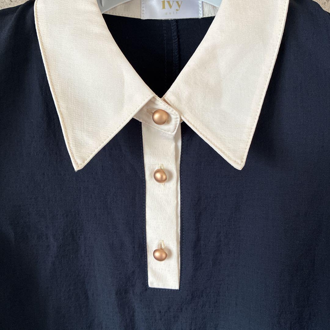 【極美品】 ivygolf バイカラーフレアワンピース ネイビー S ゴルフ