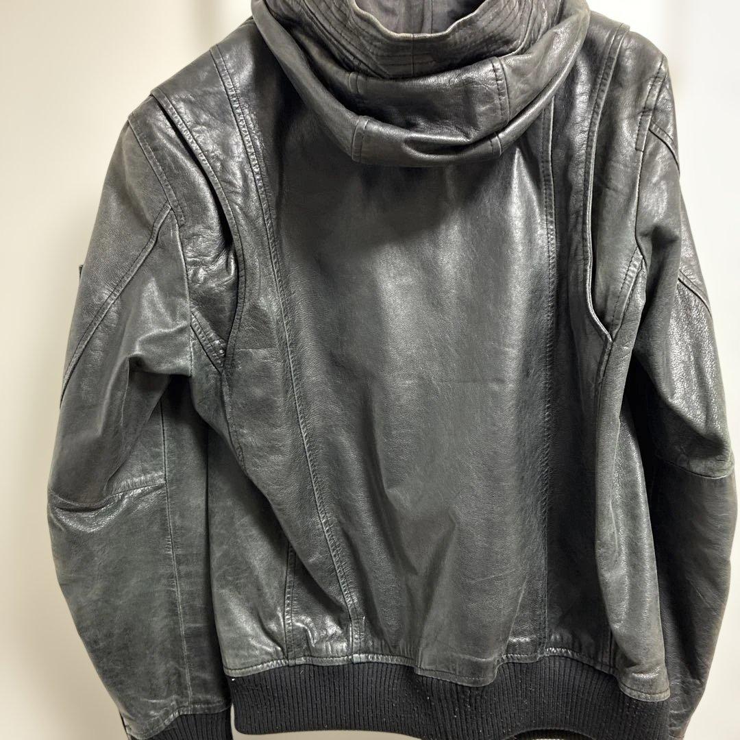 AMERICAN RAG CIE 黒 レザージャケット フード付き