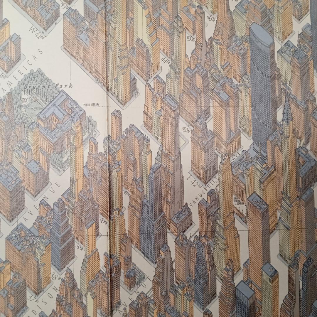 ニューヨーク 地図 超細密 鳥瞰図 マンハッタン ミッドタウン 1963ボルマン