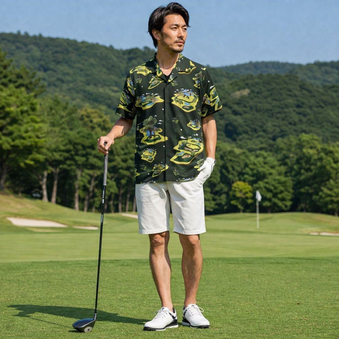 [未使用] FR2ゴルフ アロハシャッツ 襟付きシャッツ 半袖 メンズ M