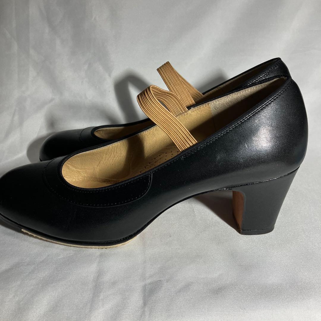 フラメンコシューズ チャコット Chacott 23cm 黒 レザー
