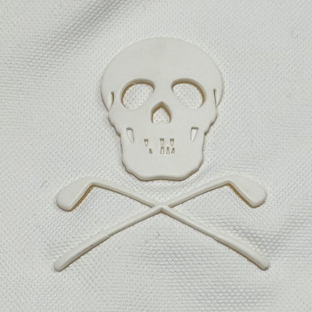 美品⭐️マークアンドロナ ゴルフウェア ポロシャツ スカル ロゴ ゴールド 白M