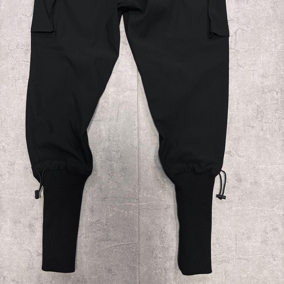 【美品】glamb グラム ロングリブ カーゴパンツ 黒 S 刺繍ロゴ サルエル