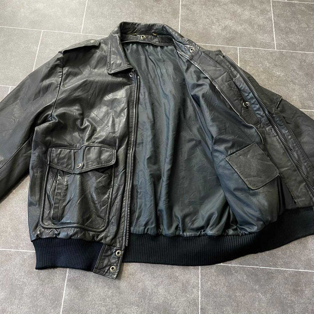 本革 レザージャケット 90's vintage A-2 G-1 ブラック