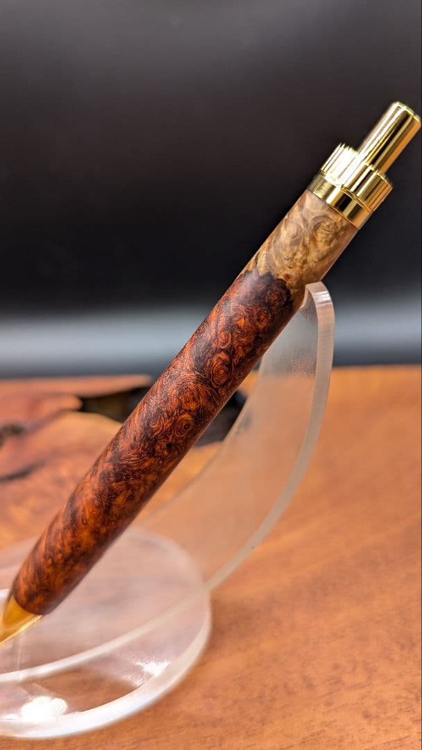 626超極上　本花梨　紅白　瘤杢　木軸シャーペン　ボールペン