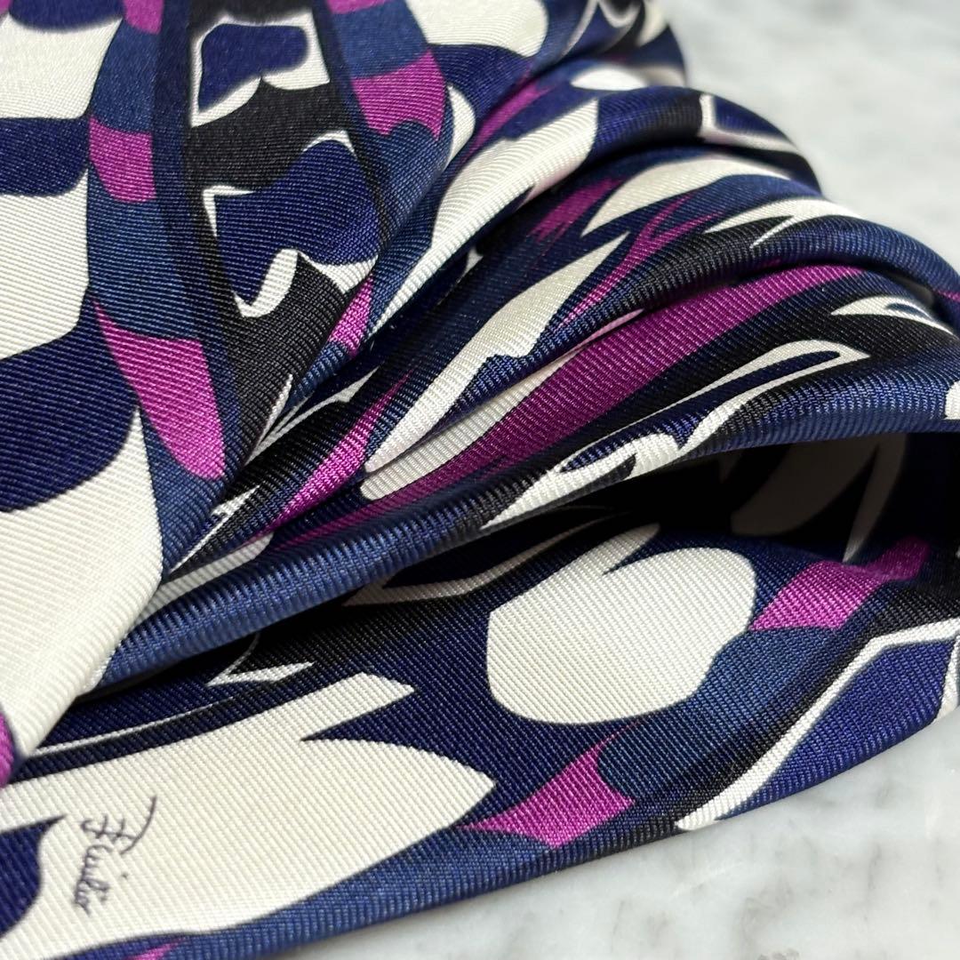 EMILIO PUCCI ネクタイ ネイビー ホワイト ボルドー ロゴ 総柄