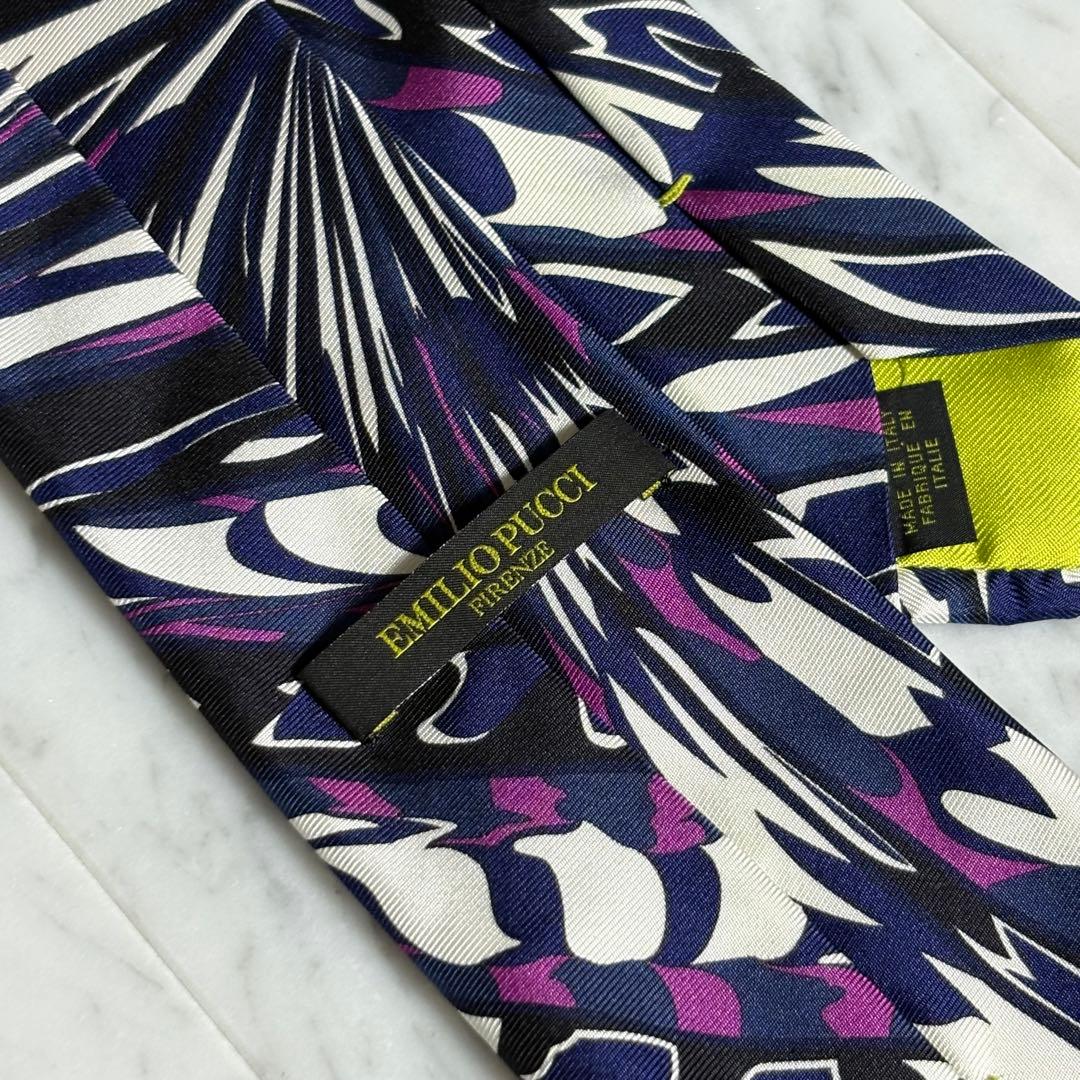 EMILIO PUCCI ネクタイ ネイビー ホワイト ボルドー ロゴ 総柄