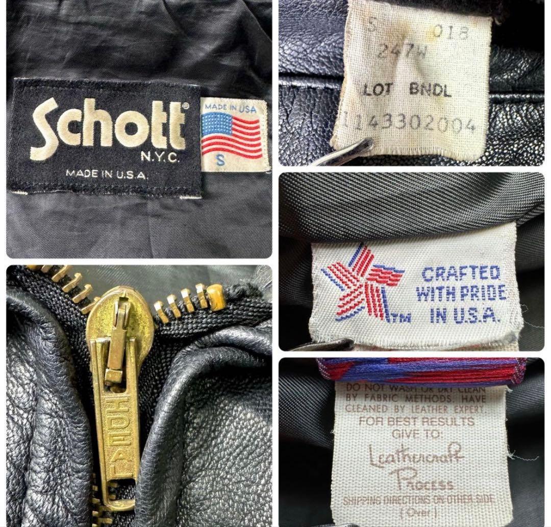 希少✨schott トラッカージャケット　ブラック　247W 本革　レザー