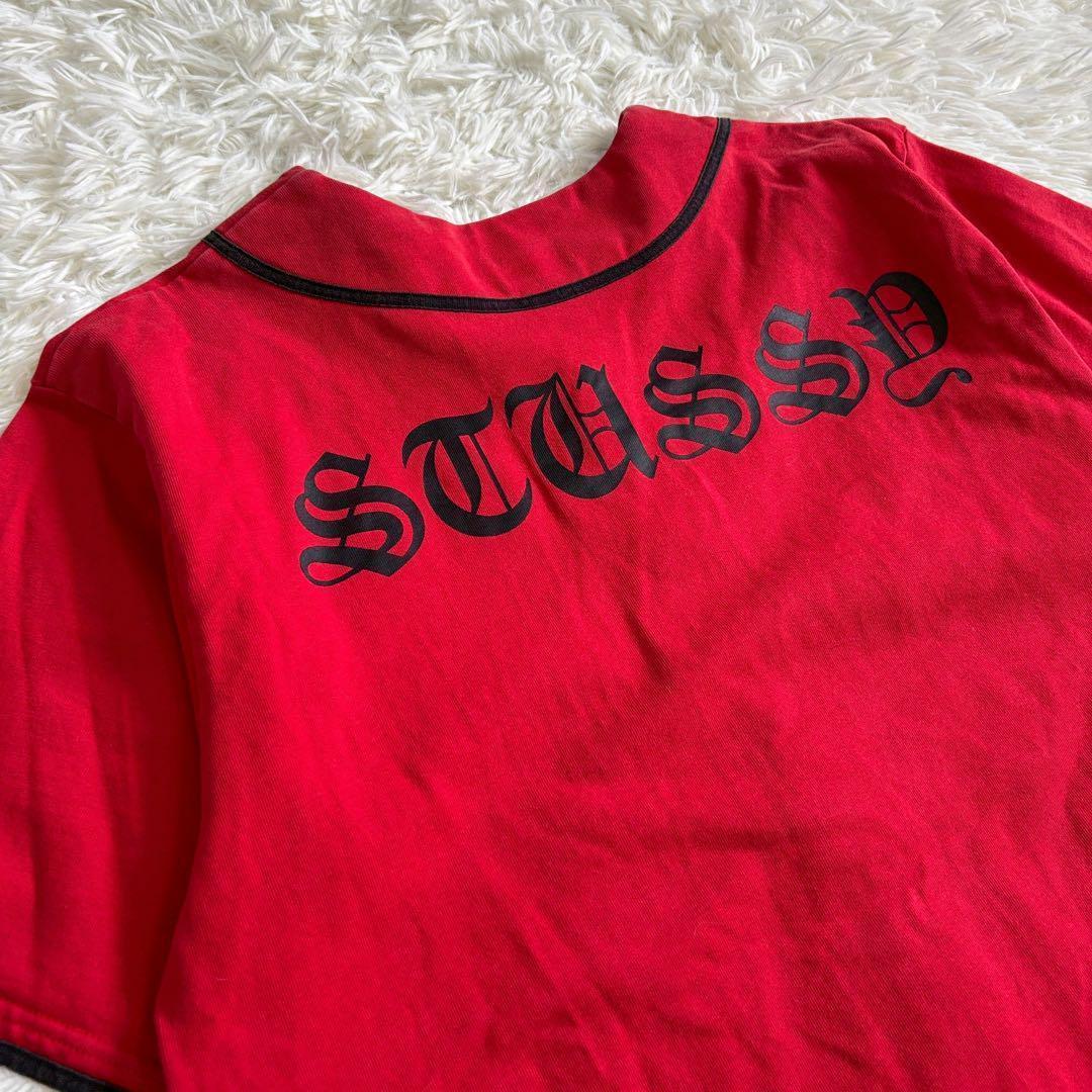 ステューシー ベースボールシャツ レッド 半袖 ショートスリーブ B044